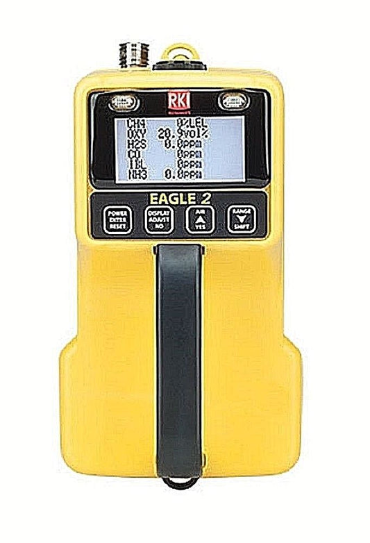 Yellow RKI gas monitor 721-001  against white background